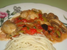 Постное блюдо - Спагетти с грибным итальянским соусом