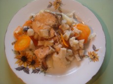 Детское постное блюдо- Рыба, тушёная с овощами