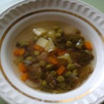Овощной суп с зеленью и шампиньонами